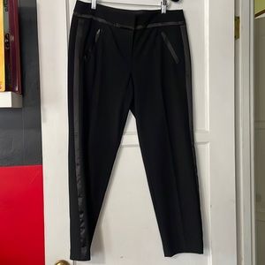 LOFT Black Tuxedo Straight-Leg Pants with Satin Side Stripe